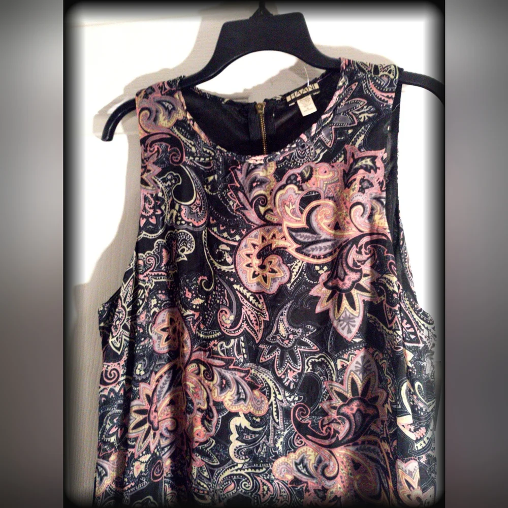 NEW! HAANI Bohemian style Paisley A line Trapeze shift dress-Sleeveless Lined XL